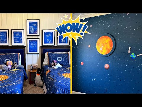 Super Cool Space Themed Room Makeover For Kids With Fun Décor Ideas &amp; Easy DIY&#039;s