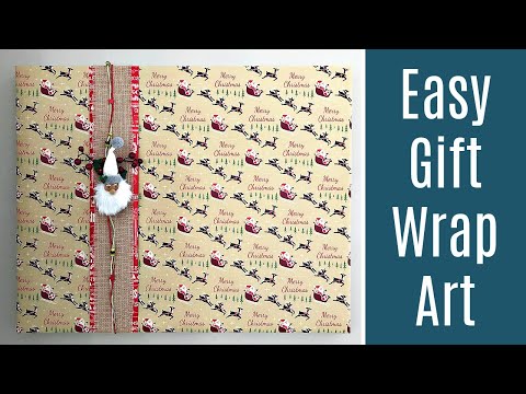 How to Wrap a Picture Frame with Wrapping Paper - Easy DIY Christmas Wall Art