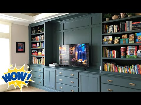 WOW! DIY Before and After Family Room Makeover with Huge Built-In Entertainment Center