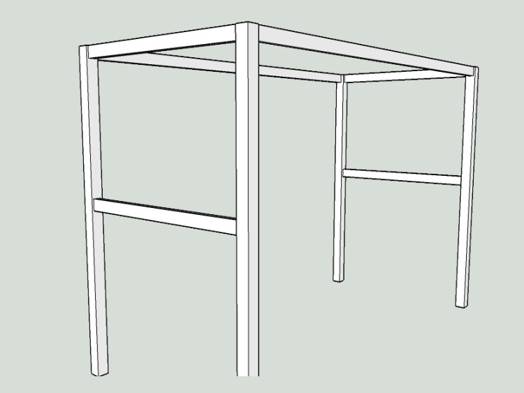Image shows the wood frame of a DIY Laundry Table Top.