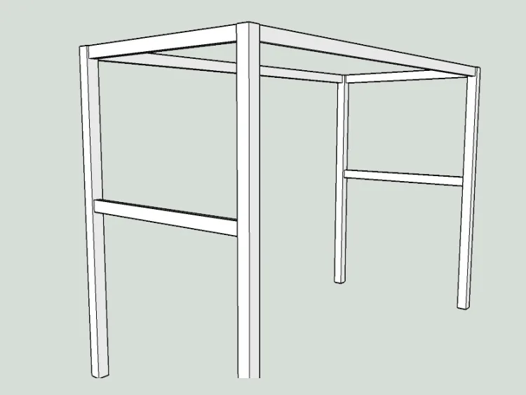 Image shows the wood frame of a DIY Laundry Table Top.