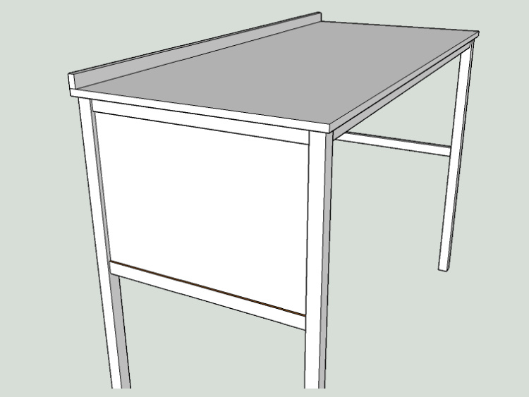 Image shows a woodworking plan drawing for an easy DIY Laundry Table.
