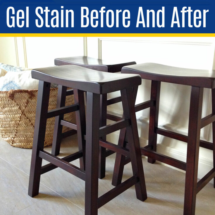 Image of stools with General Finishes Java Gel Stain. For a post about How To Make Stain Darker Without Sanding (Easy Gel Stain Before And After)