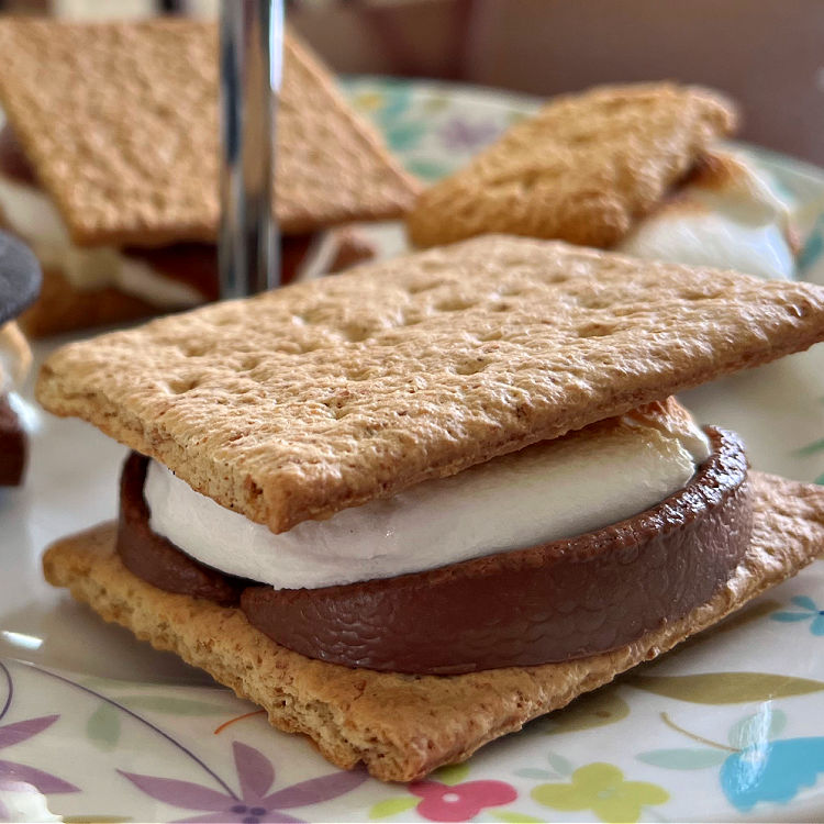 Terry's chocolate orange slices on graham crackers to make Smores.