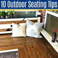 Image of a backyard seating space with text that says 10 Tips for planning an outdoor seating area.