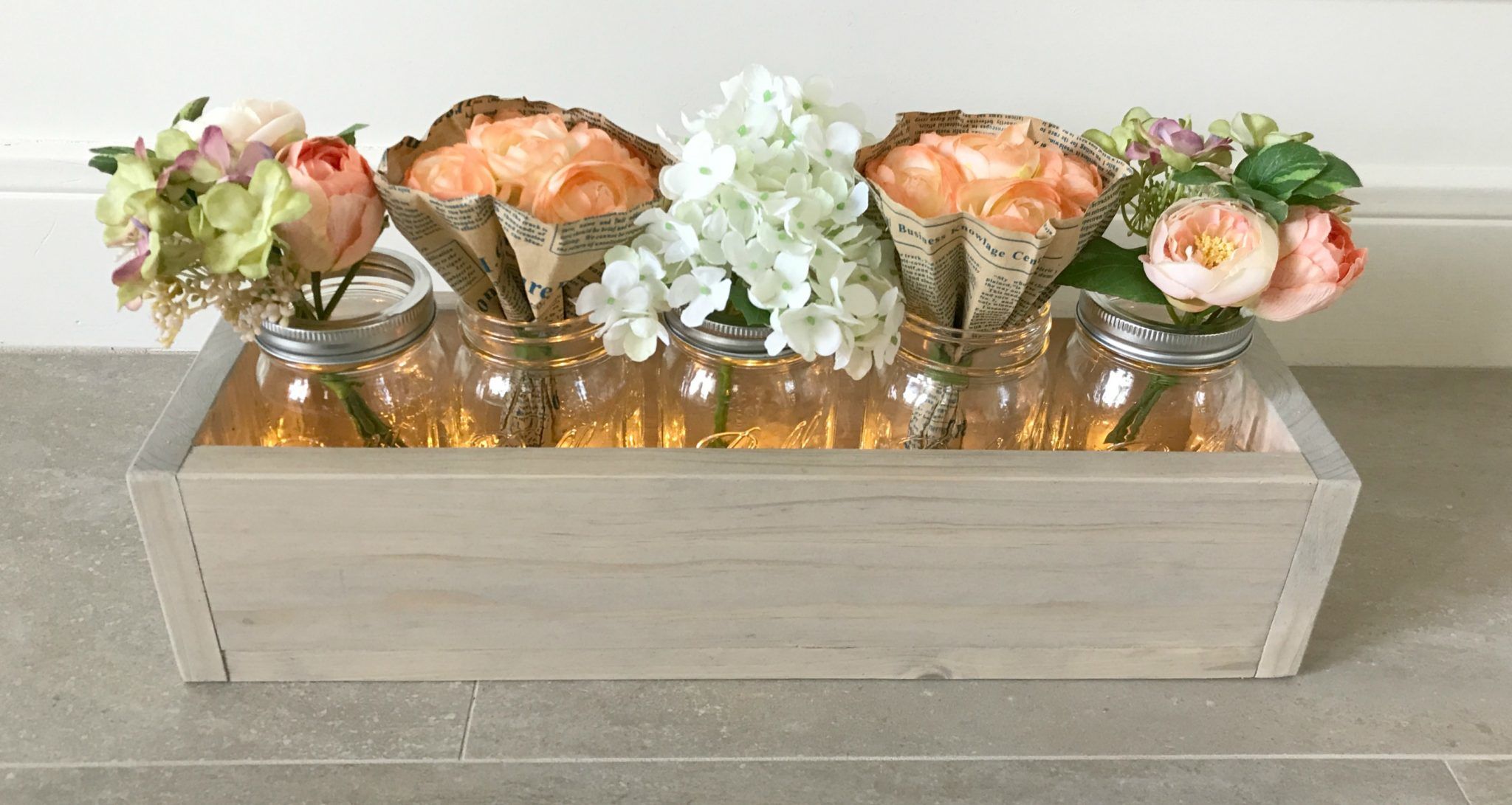 DIY this 5 Mason Jar Planter Box, just 6.50 Abbotts At Home