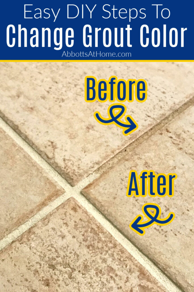 Image of a before and after white grout makeover. With text that says "Easy DIY Steps to change grout color".