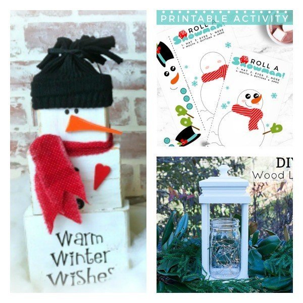Check out these clever ideas: A DIY Wood Block Snowman, A printable Snowman Dice Game, and a Pretty DIY Wood Lantern.