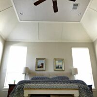 DIY Tray Ceiling Molding and Paneling Feature Steps. If you're wondering how you can turn your boring tray ceiling into a feature, I have the how-to steps for adding trim moulding and panels. Here's a DIY Tray Ceiling Idea you can do. With easy to follow steps. #TrayCeiling #CeilingFeature #CeilingIdeas
