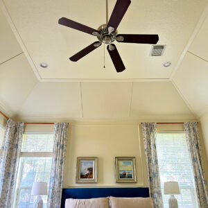 Image of a DIY Vaulted Tray Ceiling design idea. For a post about DIY vaulted ceiling trim design and crown molding.