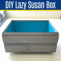 Image of a DIY Lazy Susan spice rack for a post about how to make a DIY lazy susan organizer box.