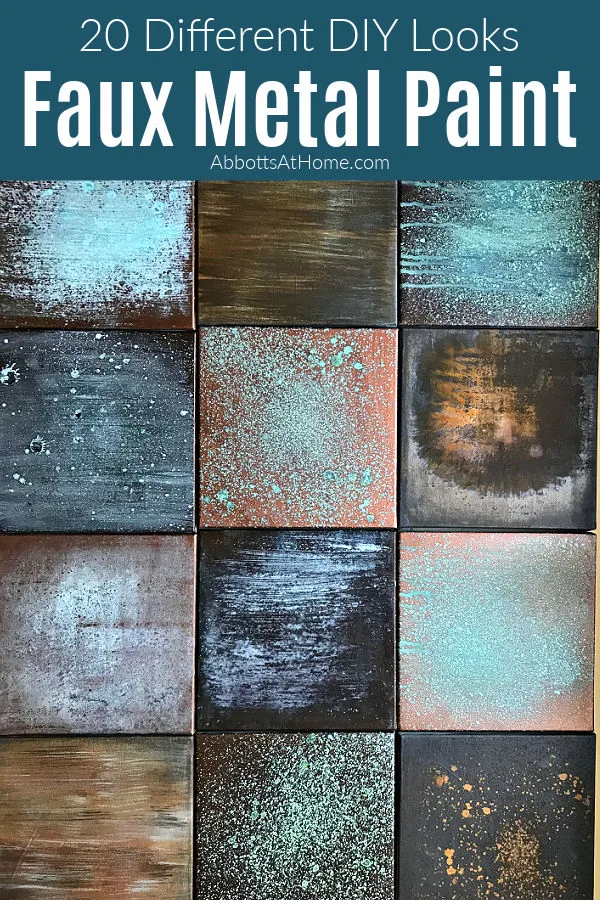 Easy to Follow Steps for How to Patina Paint Metal Finishes with 20 different DIY faux metal looks for Copper, Bronze, and Iron Rust Patina. Just paint on the metal paints and spray with the oxidizing patina spray to get a faux metal look you'll love.