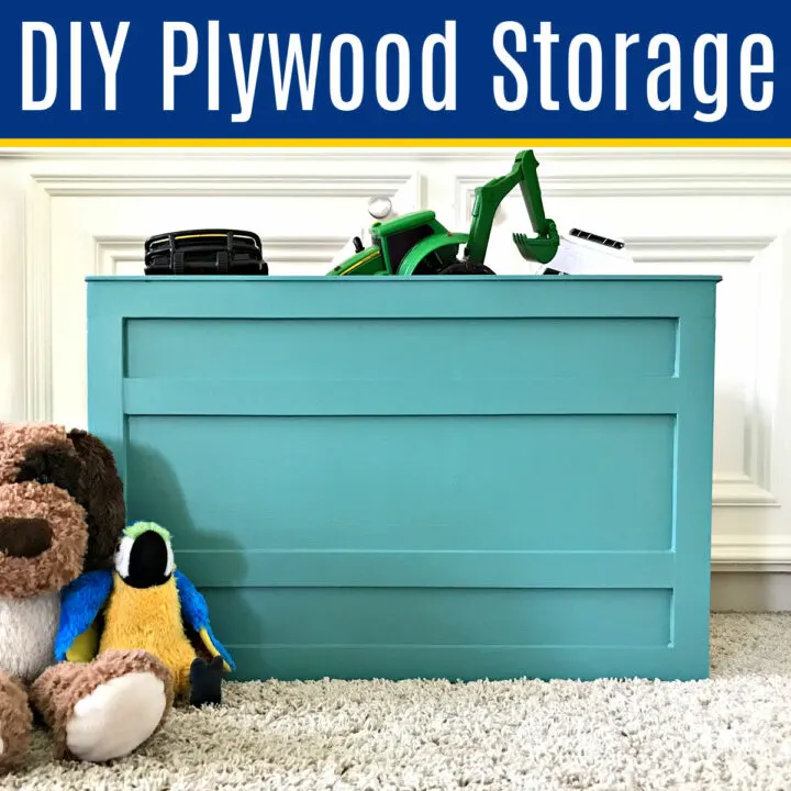 Image of a DIY plywood storage box for toys.