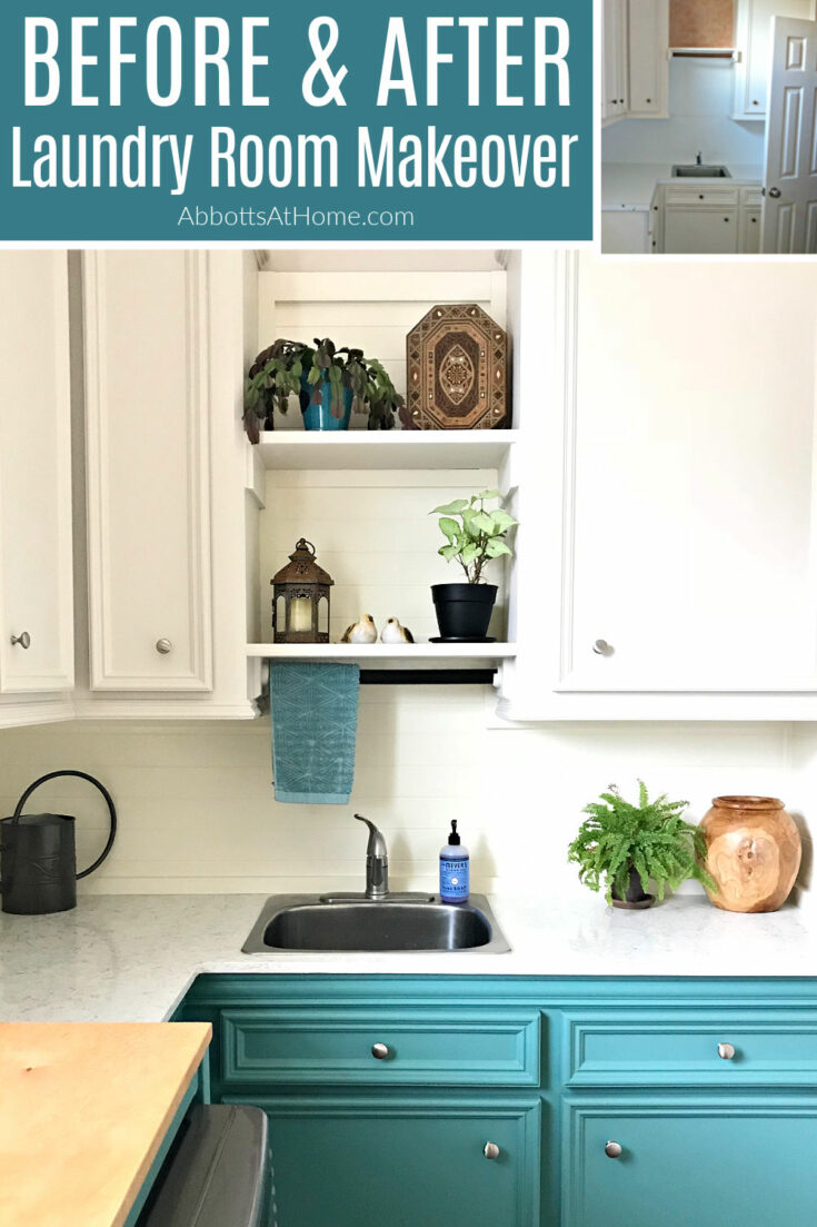 Before and after pictures of a Laundry Room makeover in a traditional house.