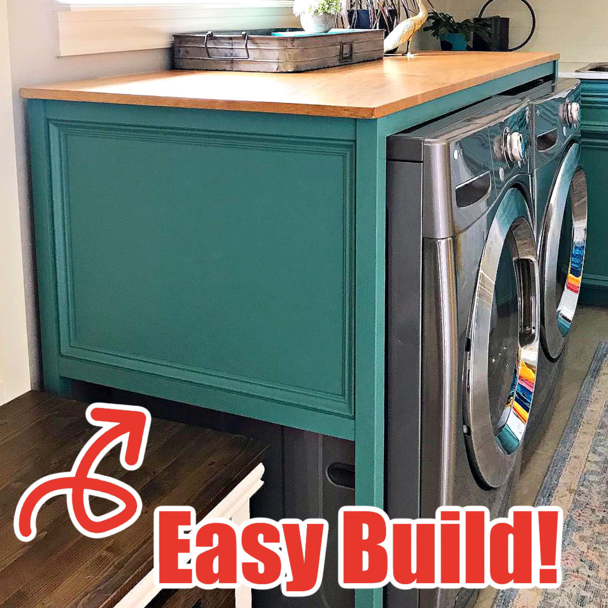 The Easiest DIY Laundry Room Shelf Over Washer Dryer