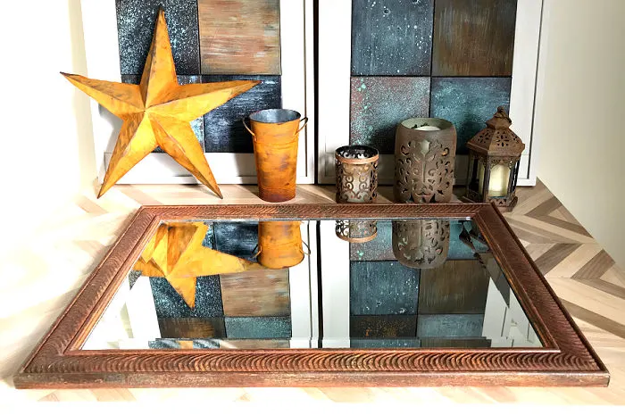 Easy DIY Rust Paint Effect to give your old Home Decor and Furniture a beautiful new look. Just paint then spray the patina, that's it!