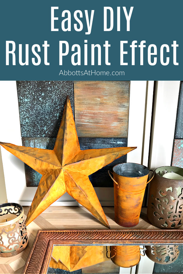 Easy DIY Rust Paint Effect to give your old Home Decor and Furniture a beautiful new look. Just paint then spray the patina, that's it! Easy DIY Home Decor Paint Makeover with metal patina paints.