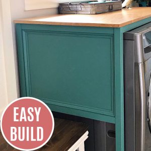 This easy DIY Table Over Washer and Dryer hides that ugly gap behind your washer and dryer, adds style, and gives you a great folding table!
