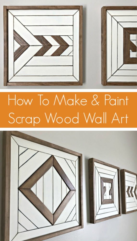 Easy to follow DIY steps and video showing how to design, make and paint simple scrap wood wall art to match any room or style.
