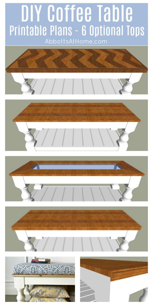 DIY Farmhouse Coffee Table with 6 Top Options and PDF Plans - Abbotts ...