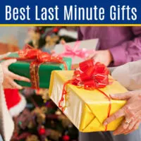 Image of 3 gifts being held by hands for a post about last minute gifts you can email or text.