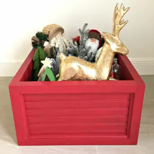 Build this easy DIY Christmas Tree Box Stand. Looks fantastic under your tree and stores your ornaments when you're ready to pack the tree away. DIY Christmas Woodworking Build Plan.