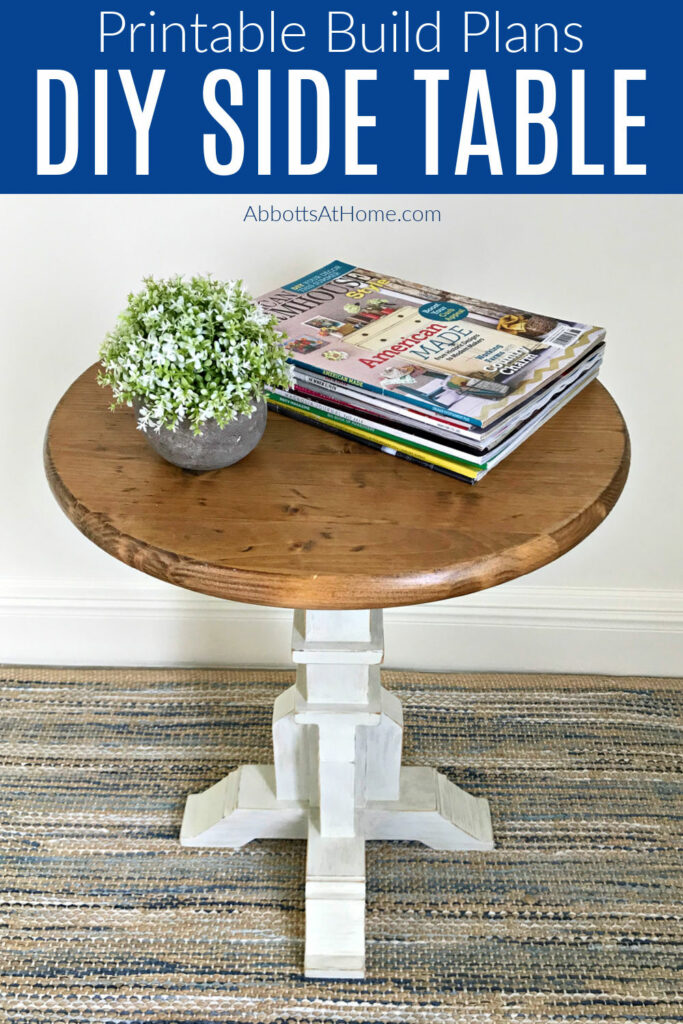 Build this sweet round top, pedestal base DIY Side Table Woodworking Plan for less than $50. Win! Full tutorial & printable build plans. How to build a small round side table.