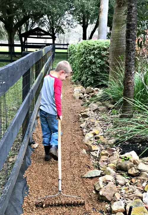 Guys, it's pretty easy to get a weed free gravel path. In 3 easy DIY steps, you can block those weeds for years with just a little labor and 2 things from your local landscape supplier. #AbbottsAtHome #Weeds #NoWeeds #PeaGravel #Landscaping