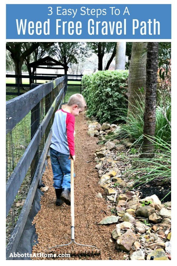 3 quick and easy steps to a weed free gravel path or pea gravel garden. You can block those weeds for years with just a little labor and 2 things from your local landscape supplier.