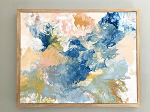 Make your own stunning art for less than $20 with this pretty DIY Paint Pouring Wall Art Idea & Tutorial. I love this DIY Art Project, guys! Anyone can do this. #AbbottsAtHome #WallArt #PaintPouring #PouringPaint #AcrylicPaint #DIYDecor