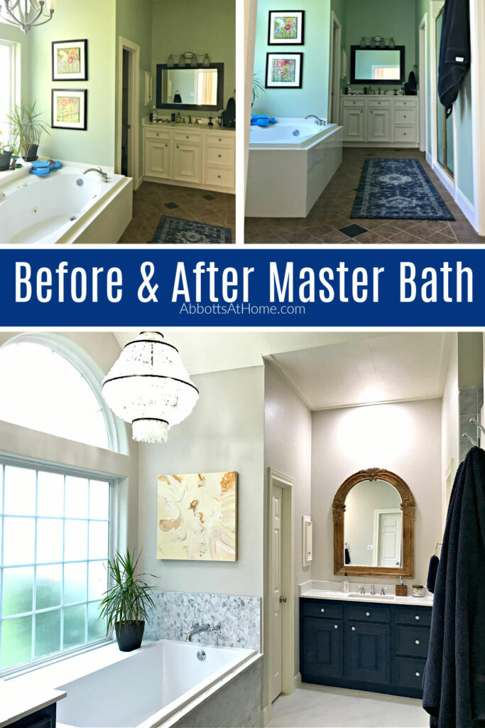 Before and After photos of a traditional style master bathroom