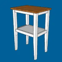 Image of a 3D drawing for a free printable plan of a 2x4 DIY Side Table with a Shelf.