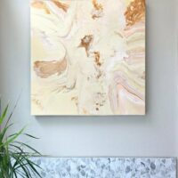 I love a good upcycle, guys! Here's how to paint over an old canvas with DIY Acrylic Pour Art. Reuse or repurpose an old canvas with your own DIY Wall Art Project. #WallArt #CraftProjects #DIYProjects #DIYArt #AcrylicPour #AcrylicPaint