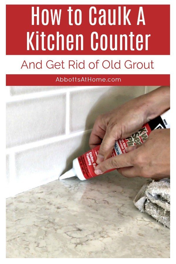 Replace your old crumbly grout or dingy caulk with this easy DIY. Here's How to Caulk A Kitchen Counter with the quick steps and video to help you do it! How to Fill the Gap between backsplash and countertop.