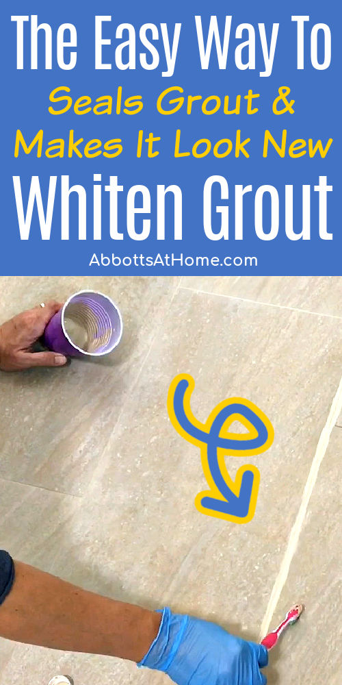 Image of someone using Grout Renew to make their grout look new. Text says "How To Whiten Grout"