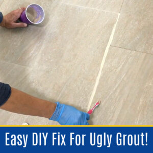 Here's the easy DIY steps for how to whiten grout, seal your grout, and get rid of grout stains that won't scrub clean - with just 1 product! You can make your grout look new again with this easy to apply grout paint.