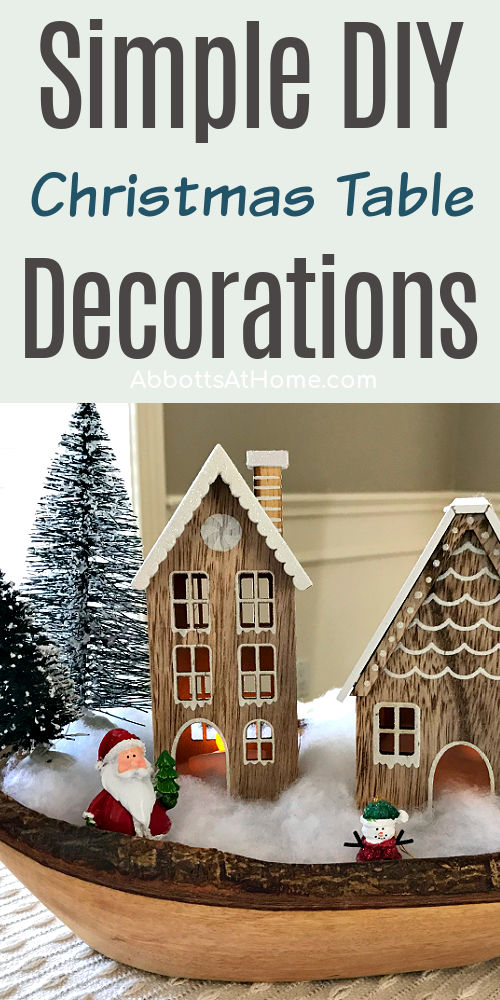 Image of a homemade Christmas decoration for a post about Easy DIY Christmas Table Decorations.