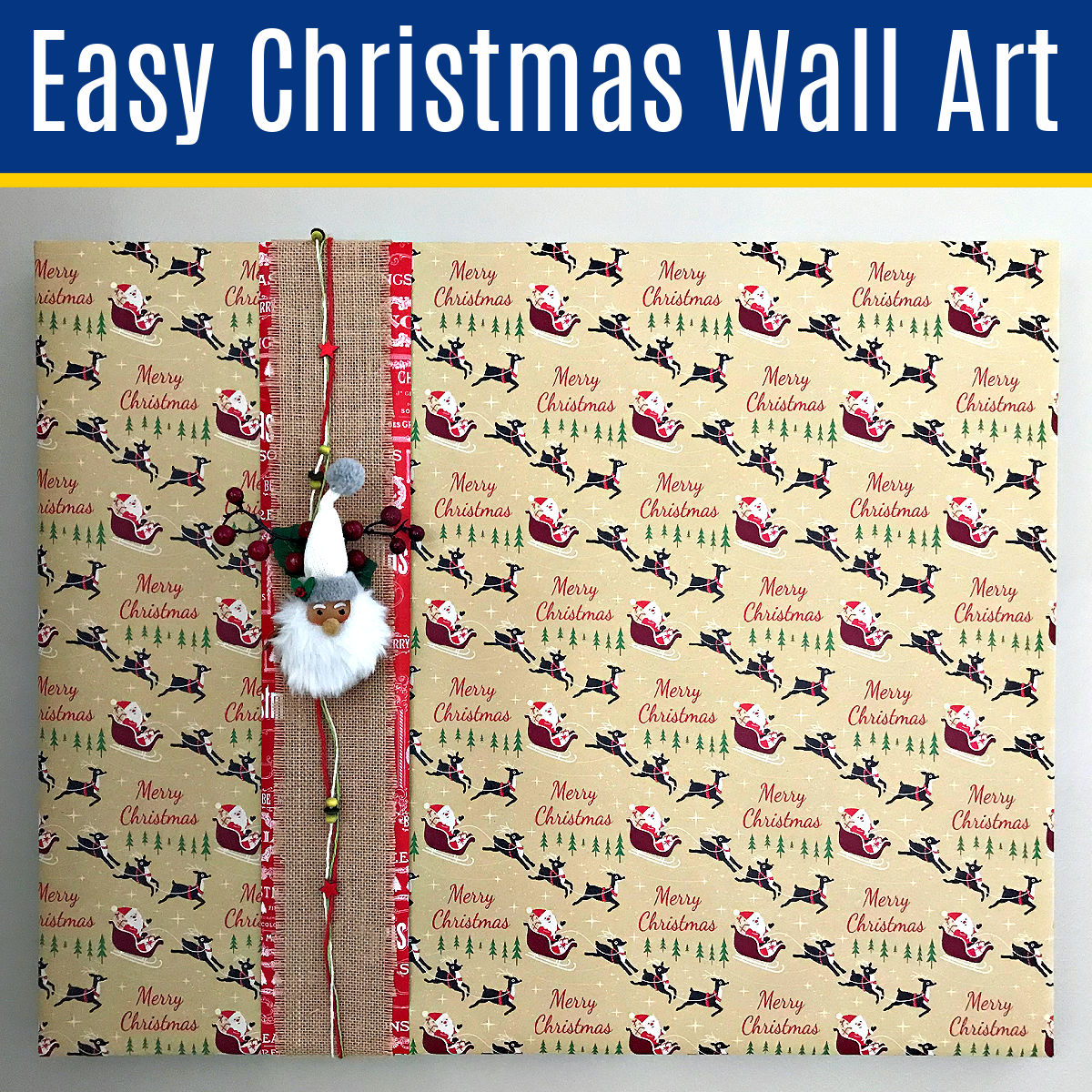 How to Wrap A Picture Frame with Gift Wrap: Easy Christmas Art - Abbotts At Home