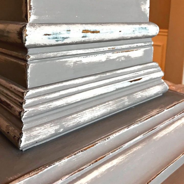 Diy White And Grey Distressed Chalk, How To Paint A Black Table Distressed White