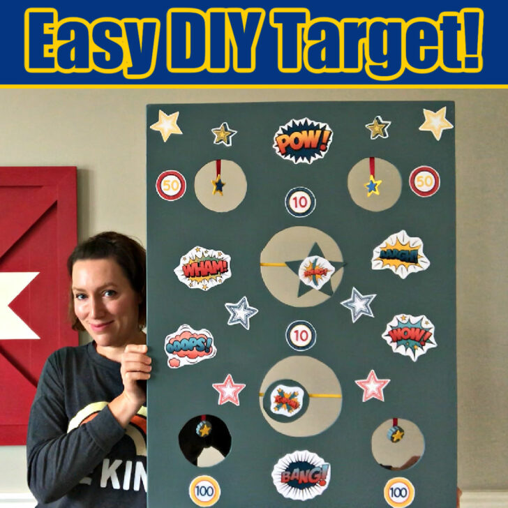 Image of a Fun and Easy DIY Nerf Gun Target Board that can be made from plywood or foam board.