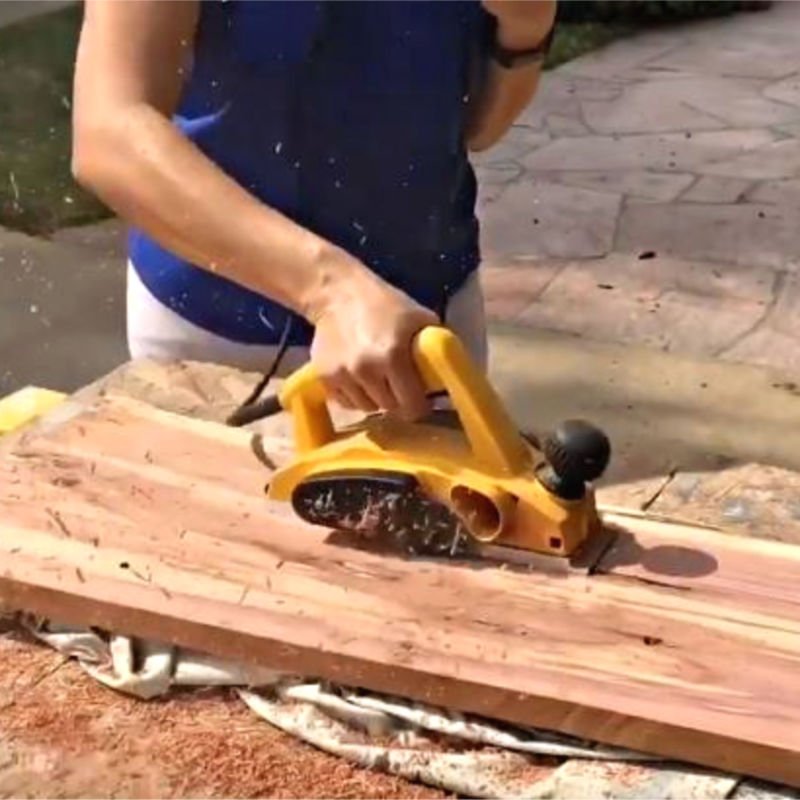 Here are 11 DIY tips I learned for how to use the Dewalt Hand Planer as a beginner. I hope they can help you get started with an electric hand planer, too. DIY Electric Hand Planer tips for beginners and home woodworkers.