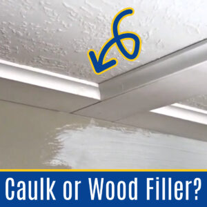 Here's a quick guide and video for where to use Caulk or Wood Filler on any wood trim, baseboards, crown moulding, and wainscoting in your home. Includes answers to these questions: How do you fill gaps in wood trim? What is the best product to fill nail holes in trim? Is it better to use wood filler or caulk?