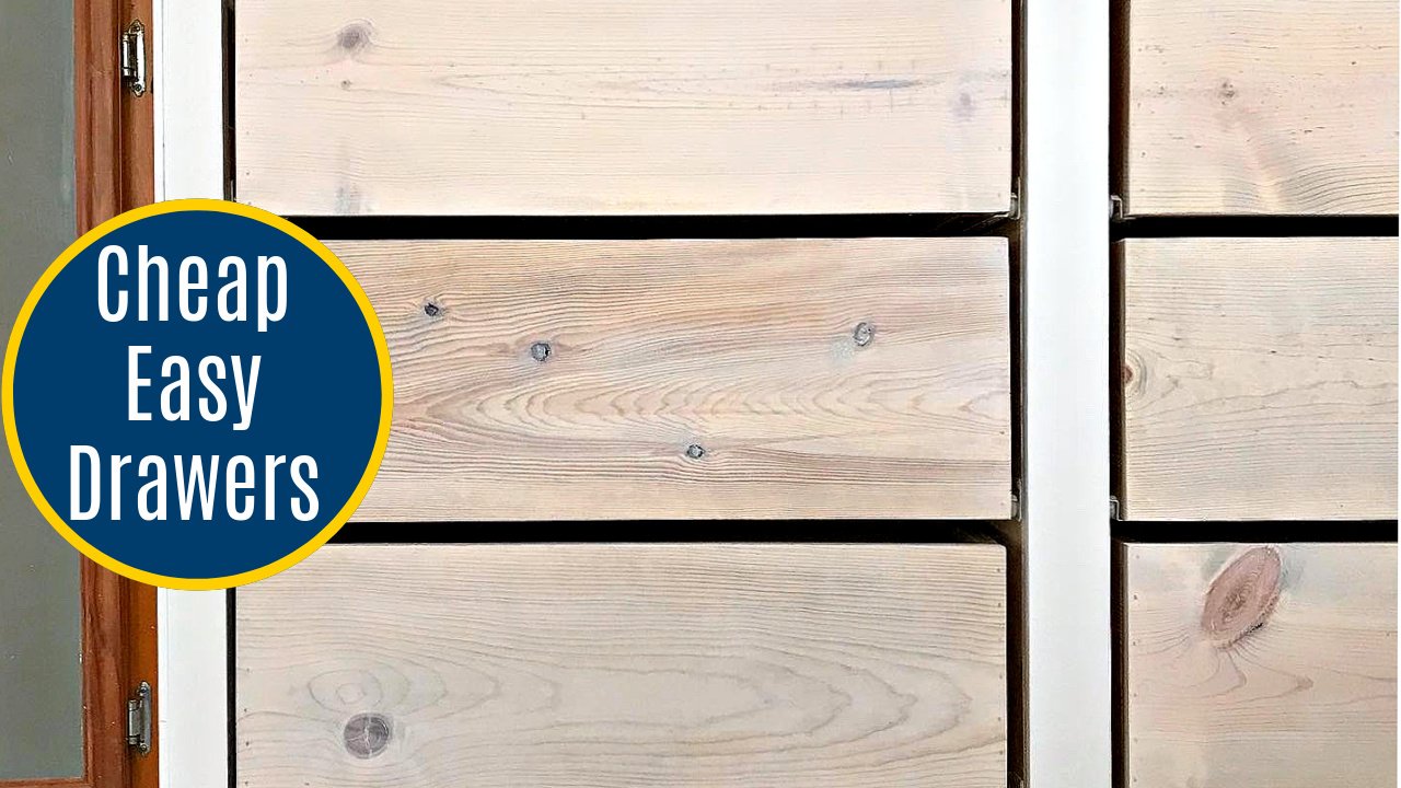 How to build Easy DIY Drawer Boxes with lumber. Simple rustic drawer design for storage and other woodworking projects. Most of the tutorials you find for building drawer boxes are for plywood boxes with a face or for high-end lumber with fancy joinery. BUT, sometimes you just want an easy, low-cost, simple drawer like this this drawer with a pretty, rustic design.