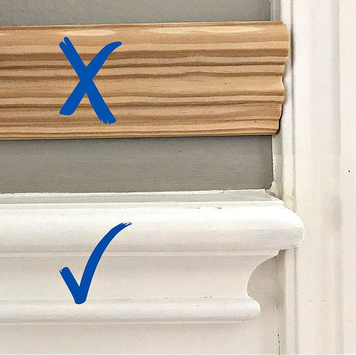 How to Cut An End Cap for Molding, like Chair Rail. This easy DIY puts a pretty end where molding meets doors or windows or ends on a wall. DIY End Cap for Chair Rail, Picture Rail, Baseboards, Quarter Round and other molding.