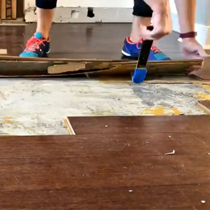 Remove Glued Wood Flooring On Concrete, How To Remove Sticky Glue From Hardwood Floors