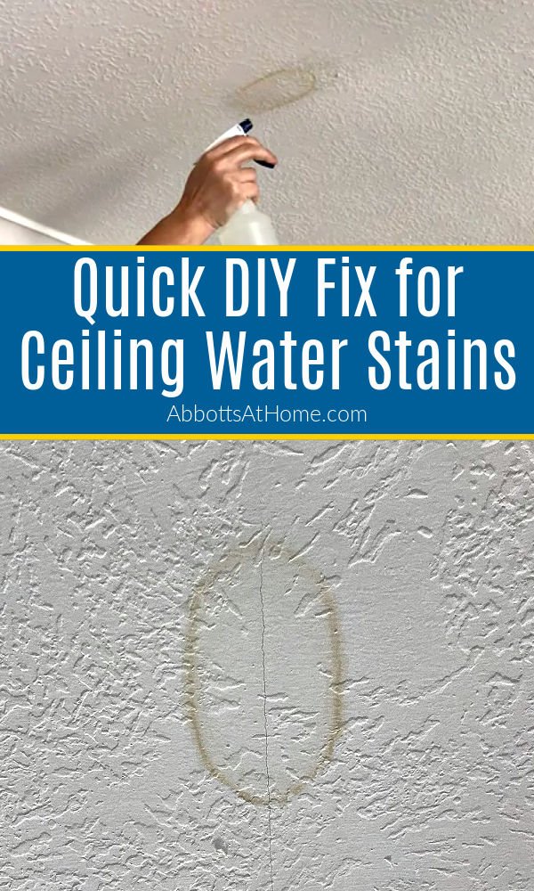 Quick and easy written steps and video for How to Fix Water Stains on Ceiling Leaks without paint. In just a few minutes, get rid of most water stains.