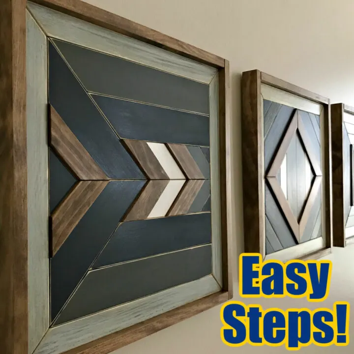 Image of DIY Scrap Wood Wall Art with 3 design ideas. Easy woodworking steps.