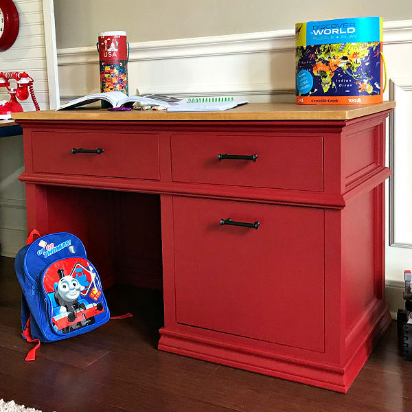 Quick and easy DIY red painted furniture makeover steps - no primer or top coat required. And, this red paint color is A-mazing! Step by step tutorial - how to paint furniture the perfect shade of red. Red Chalk Paint Furniture.