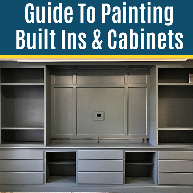 Easy to follow step by step guide for how to paint built in bookshelves and cabinets. With photos, printable steps and video tutorial. How to Paint Cabinets. How to Paint Bookshelves.