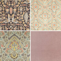 Image of 4 upholstery fabrics by the yard examples from Amazon and Etsy.